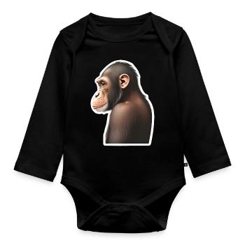 Schimpanse - Baby Bio-Langarm-Body - Schwarz - Vorne