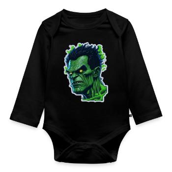 Monstre vert d’Halloween 4 - Body Bébé bio manches longues - noir - Devant