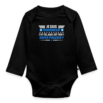 Je Suis ramoneur idée cadeau homme shirt - Body Bébé bio manches longues - noir - Devant