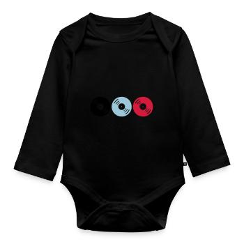 records 02 - Organic Longsleeve Baby Bodysuit - black - Front