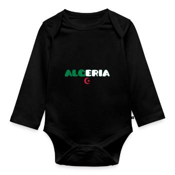 Algérie - Algérien - Algérienne - Body Bébé bio manches longues - noir - Devant
