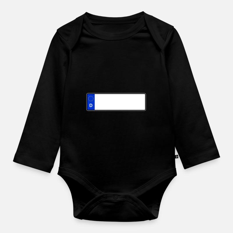 Nummernschild Blanko Kurz - Baby Bio-Langarm-Body - Schwarz
