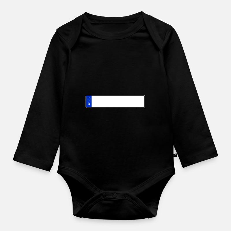 Nummernschild Blanko Individuell Geschenk Idee - Baby Bio-Langarm-Body - Schwarz