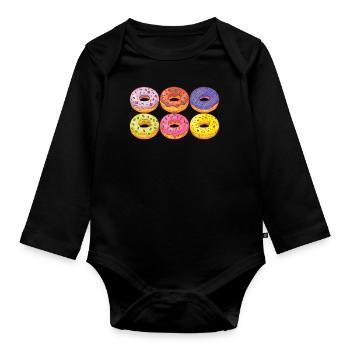 Donuts Confiserie Cookie Tart Cake Pies - Organic Longsleeve Baby Bodysuit - black - Front