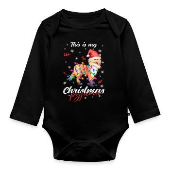 lustig Fuchs Weihnachten Weihnachtsschlafanzug - Baby Bio-Langarm-Body - Schwarz - Vorne