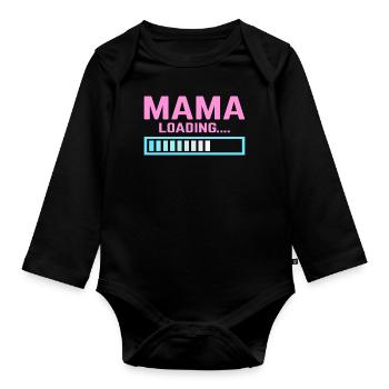 Mama lädt Mama Mama - Baby Bio-Langarm-Body - Schwarz - Vorne