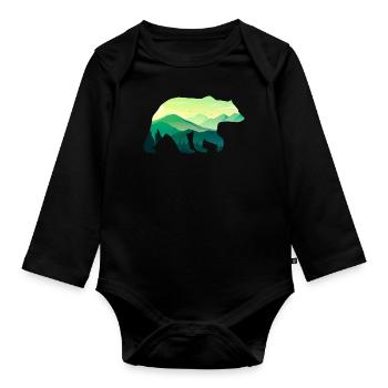 Bear - Organic Longsleeve Baby Bodysuit - black - Front