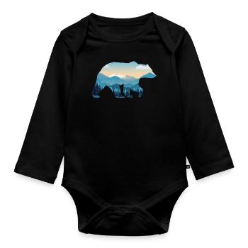 Bear - Organic Longsleeve Baby Bodysuit - black - Front