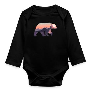 Bear - Organic Longsleeve Baby Bodysuit - black - Front
