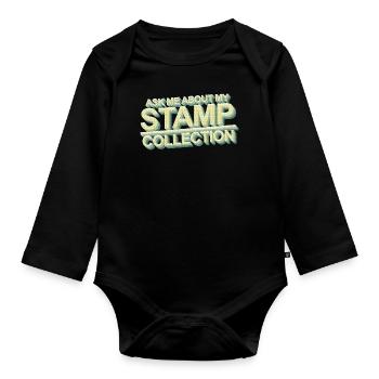 Stamp collecting - Organic Longsleeve Baby Bodysuit - black - Front