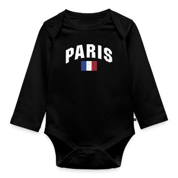 Französisch Paris Frankreich Franzose - Baby Bio-Langarm-Body - Schwarz - Vorne
