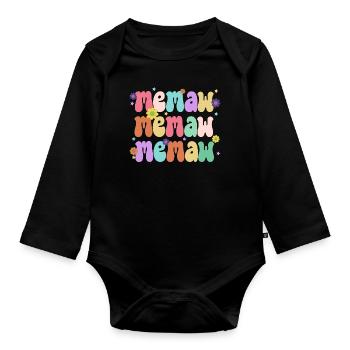 Memaw Gifts For Grandma Retro Vintage Mother's Day - Organic Longsleeve Baby Bodysuit - black - Front