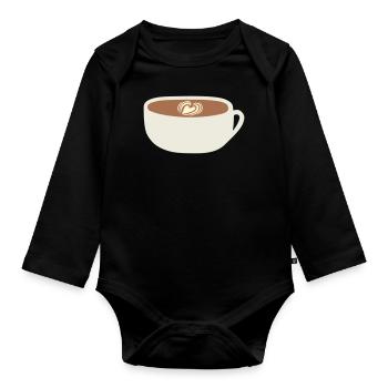 cup of coffee - Organic Longsleeve Baby Bodysuit - black - Front