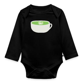 Tasse Matcha Latte - Baby Bio-Langarm-Body - Schwarz - Vorne
