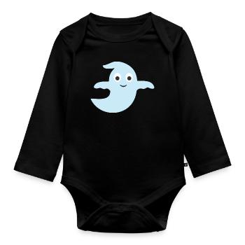 ghost - Organic Longsleeve Baby Bodysuit - black - Front