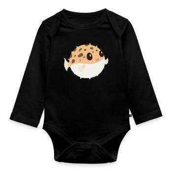 Puffer fish - Organic Longsleeve Baby Bodysuit - black - Front