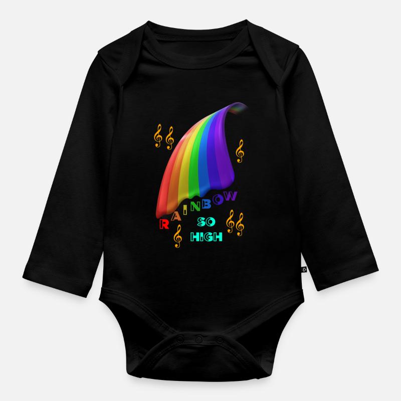 Regenbogen Regenbogen Regenbogen Regenbogen - Baby Bio-Langarm-Body - Schwarz