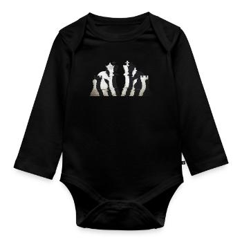Pièces d’échecs - Body Bébé bio manches longues - noir - Devant
