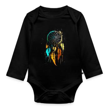 Traumfänger Free Spirit Boho Freizeit Design - Baby Bio-Langarm-Body - Schwarz - Vorne