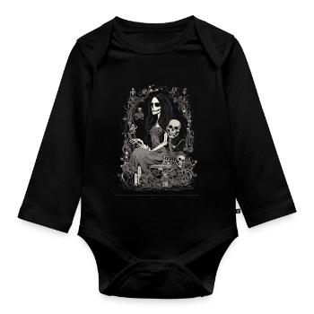 Beautiful, fairytale horror skeleton woman - Organic Longsleeve Baby Bodysuit - black - Front