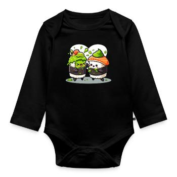Kawaii Sushi mit Wasabi - Baby Bio-Langarm-Body - Schwarz - Vorne