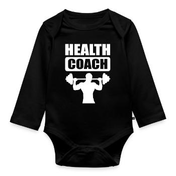 Fitness Fitnesstrainer Fitnessstudio - Baby Bio-Langarm-Body - Schwarz - Vorne