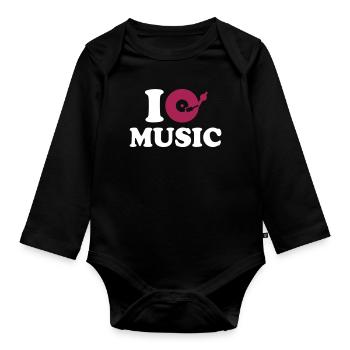 J'aime la musique - Body Bébé bio manches longues - noir - Devant