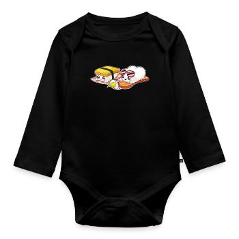 Sushi in der Sonne Lustiges Sushi Geschenk - Baby Bio-Langarm-Body - Schwarz - Vorne