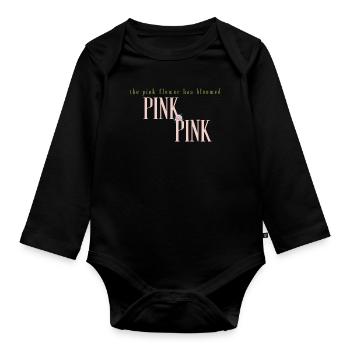 The pink flower has bloomed - Organic Longsleeve Baby Bodysuit - black - Front