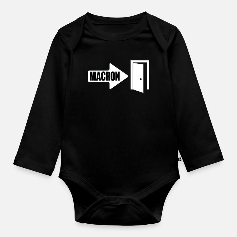 Macron la porte - Body Bébé bio manches longues - noir