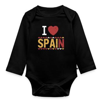 I Love Spain - Organic Longsleeve Baby Bodysuit - black - Front