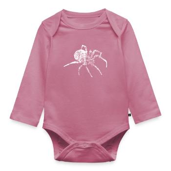 Grunge spider - spider distressed - Organic Longsleeve Baby Bodysuit - mauve - Front