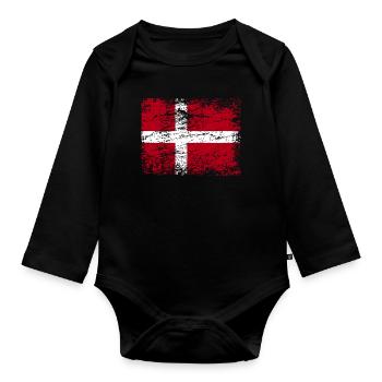 Danemark Drapeau Vintage Copenhague UE Danois - Body Bébé bio manches longues - noir - Devant