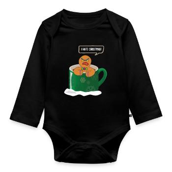 Anti Christmas  Hate Hater Gift Fun - Body Bébé bio manches longues - noir - Devant
