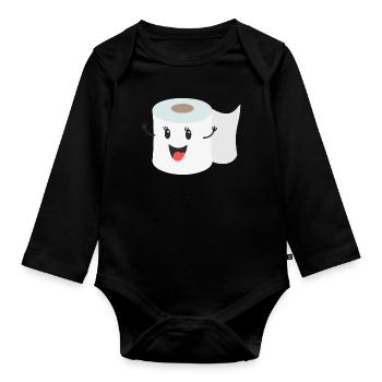 Toilet paper - Organic Longsleeve Baby Bodysuit - black - Front
