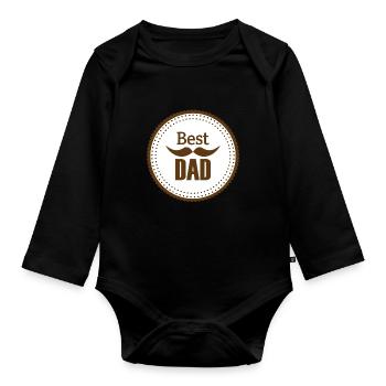 Meilleur papa papa papa papa papa papa papa - Body Bébé bio manches longues - noir - Devant
