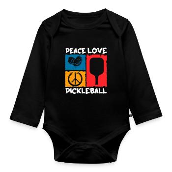 Pickleball Pickleball Player Pickleball Racket - Organic Longsleeve Baby Bodysuit - black - Front