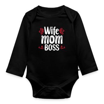Mama Muttertag Geschenkidee Schwanger - Baby Bio-Langarm-Body - Schwarz - Vorne