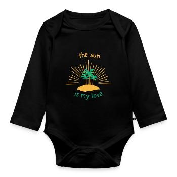 The sun - Organic Longsleeve Baby Bodysuit - black - Front