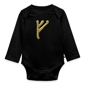 Rune Fehu - luck, prosperity & personal power - Organic Longsleeve Baby Bodysuit - black - Front