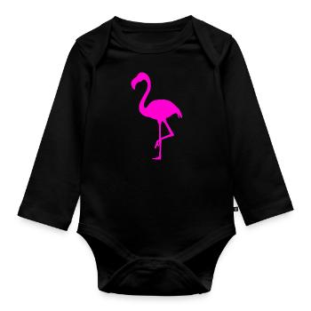 Flamingo Rose - Body Bébé bio manches longues - noir - Devant