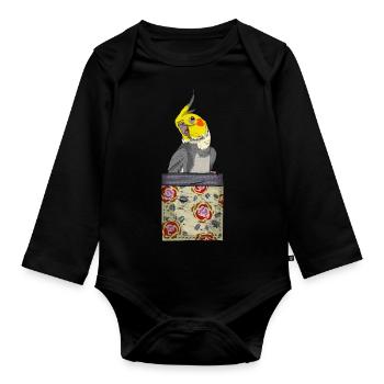 Bird Pet Gift Breast Bag Cockatiel - Body Bébé bio manches longues - noir - Devant