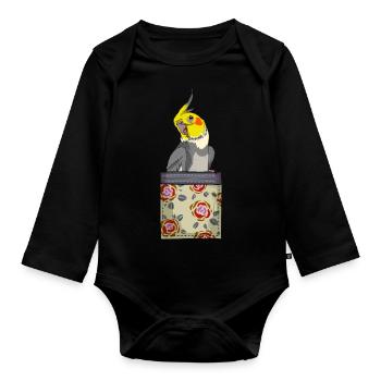 Perroquet Bird Breast Pocket Cockatiel - Body Bébé bio manches longues - noir - Devant
