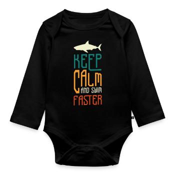 Shark Diving Angler - Organic Longsleeve Baby Bodysuit - black - Front