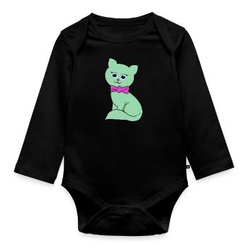 Kitty - Organic Longsleeve Baby Bodysuit - black - Front
