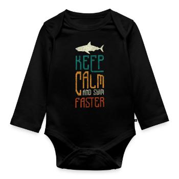 Weißer Hai Meer Angler Zähne - Baby Bio-Langarm-Body - Schwarz - Vorne