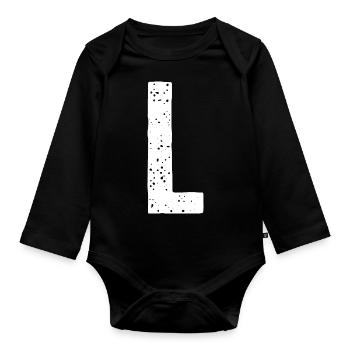Lettre L - Body Bébé bio manches longues - noir - Devant