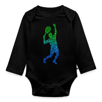 Joueur de tennis Hommes Garçons Joueur de tennis Enfants - Body Bébé bio manches longues - noir - Devant
