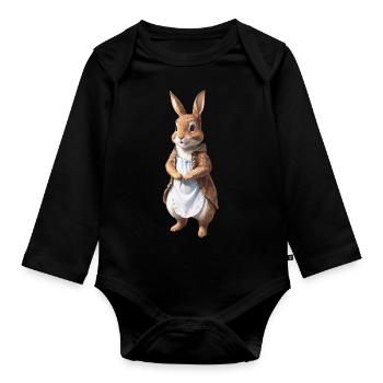 Mignon Lapin Marron 3 - Body Bébé bio manches longues - noir - Devant