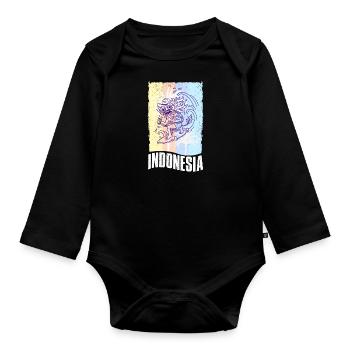 Indonesia Holidays Barong Surfer Summer Wave - Organic Longsleeve Baby Bodysuit - black - Front